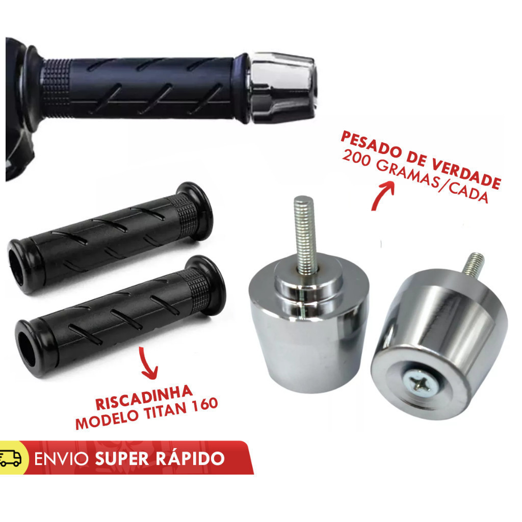 Kit Par Pesinhos Pesos Pcx Polido + Manopla Riscadinha Titan Cargo Cg Fan Start 125 150 160 em Oferta na Shopee