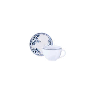 Xícara Chá Pires 250ml Porcelana Azzura Decoração Cozinha Tramontina