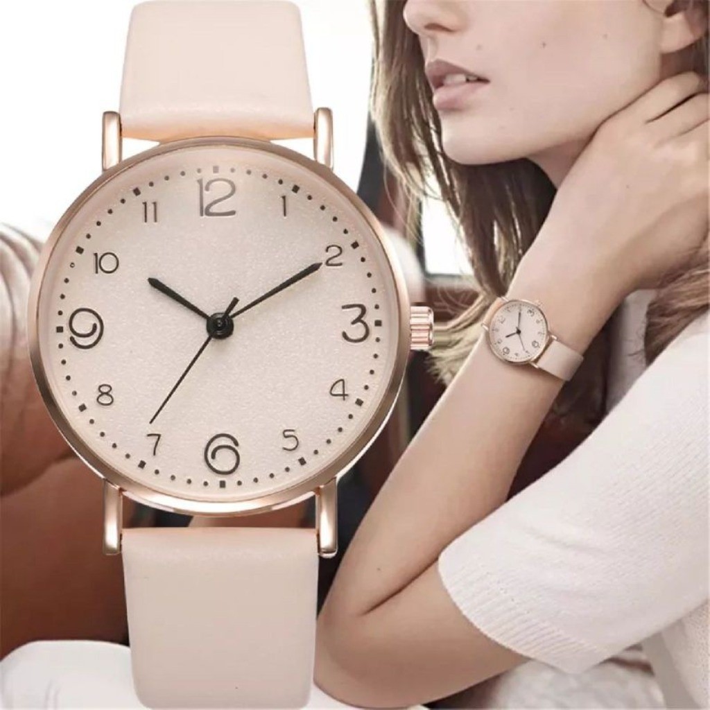 Relógio de Quartzo Feminino Moderno e Simples com Pulseira de Couro em Oferta na Shopee