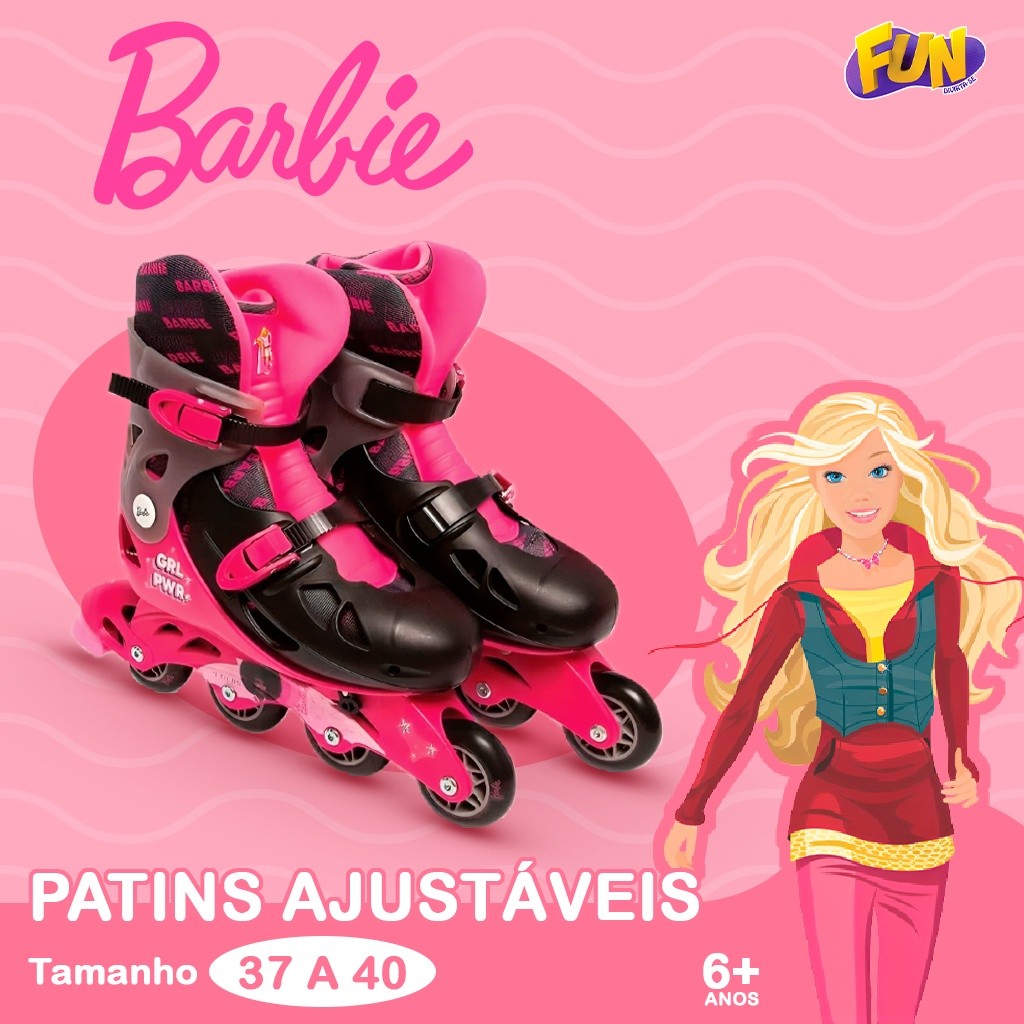 Patins Ajustavel Barbie G2 37 a 40 sem Acessorios FUN
