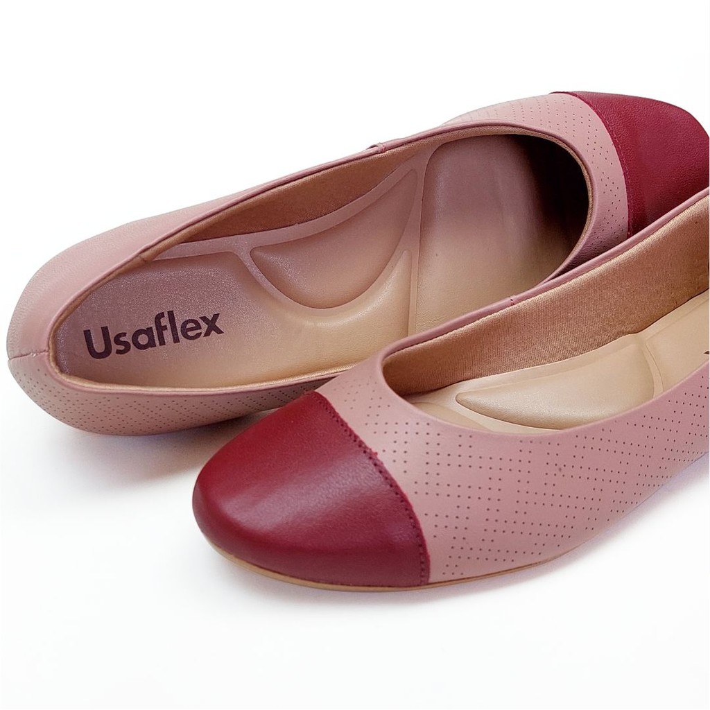 Sapatilha Feminina Usaflex Couro Macio Bico Redondo Confort em Oferta na Shopee