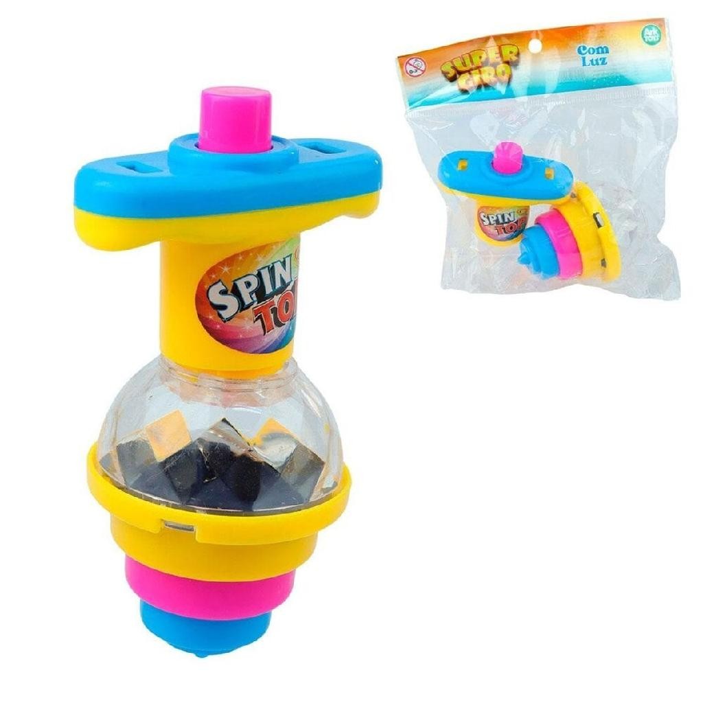 Pião Com Lançador com Luz Super Giro Infantil Brinquedo