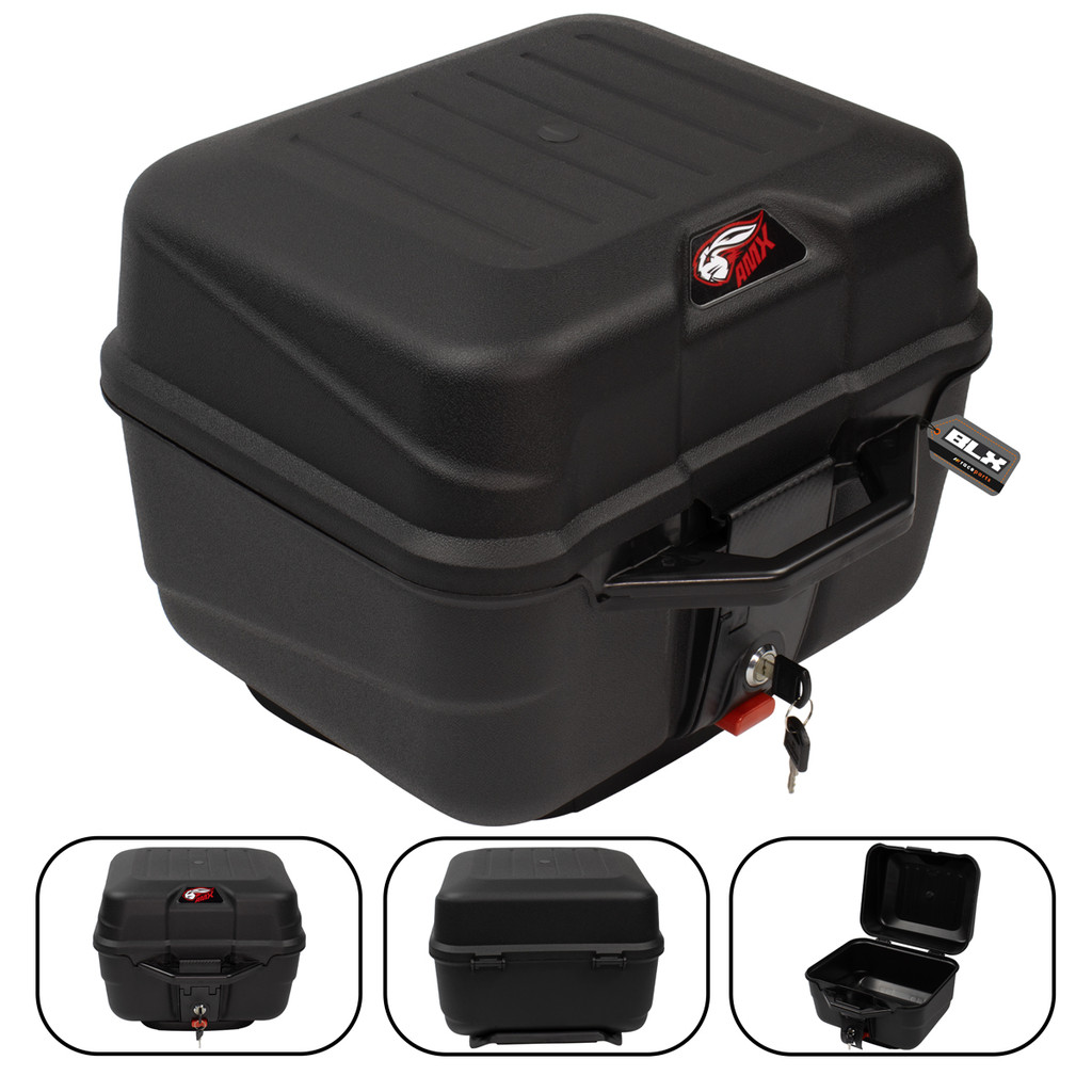 Baú Traseiro C/ Suporte Motocicleta Bagageiro 27 Litros Universal Preto Amx