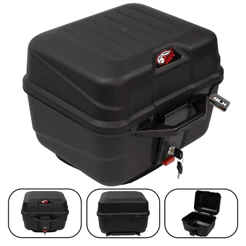 Baú Traseiro C/ Suporte Motocicleta Bagageiro 27 Litros Universal Preto Amx