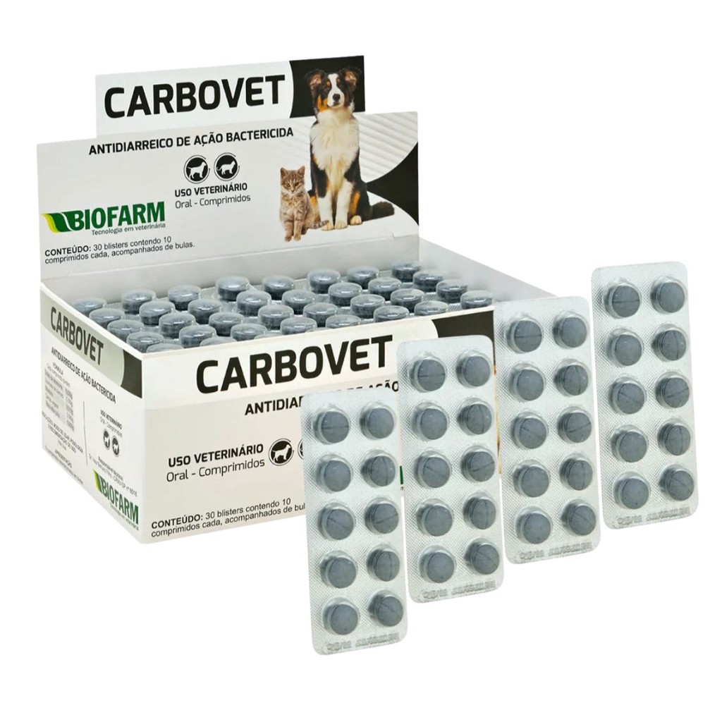 Kit 4x Carbovet Biofarm – 40 Comprimidos Para Cães e Gatos CARTELA AVULSA + BULA = SEM A CAIXA!!! em Oferta na Shopee