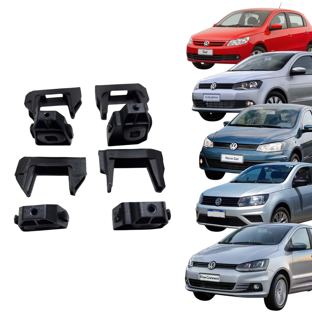 KIT SUPORTE + COXIM DO RADIADOR Gol - Saveiro - Voyage - Fox G5 a G8 Polo
