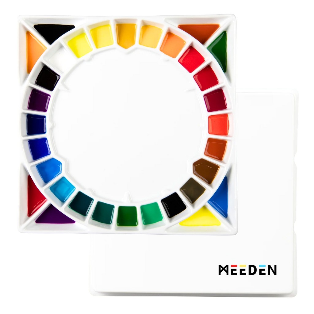 Paleta Godet de Cerâmica Meeden com 32 Cavidades – Ideal para Aquarela, Tinta Acrílica e Óleo
