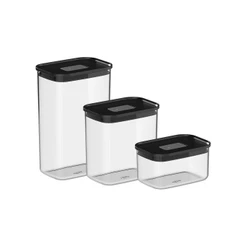 Kit de Potes Herméticos Ou Retangulares 3 Peças Linha Duo Lock