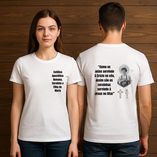 Camiseta Coroinha São Tarcísio -Menina ou Menino - Frente e Verso - Excluiva - Algodão em Oferta na Shopee
