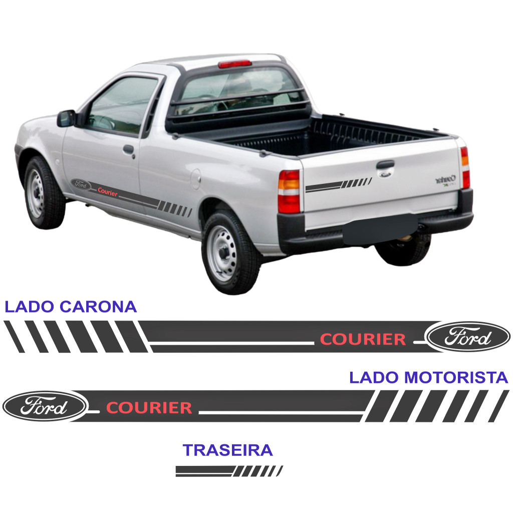 acessorios ford courier faixas lateral adesivos e traseira kit
