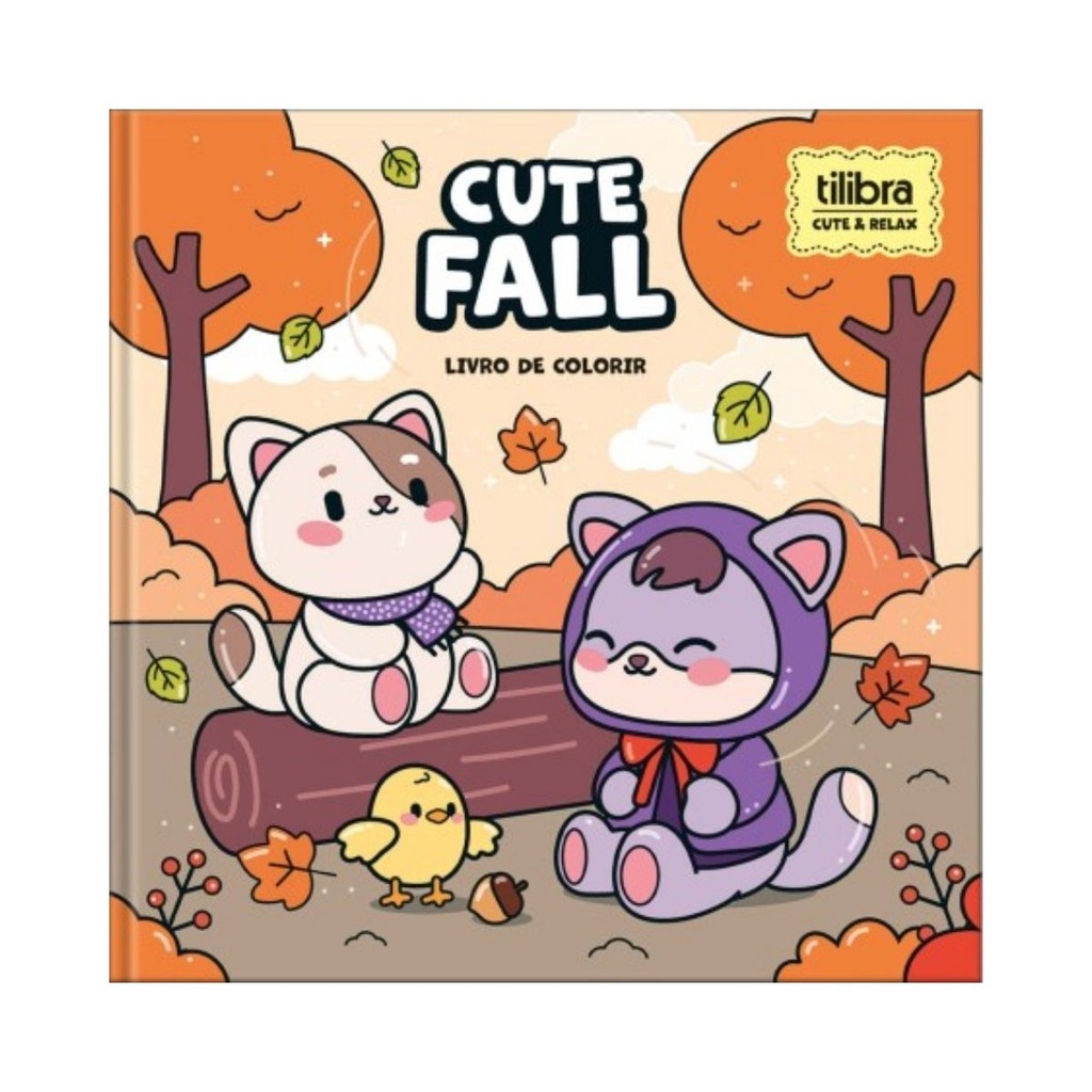 Livro de Colorir Cute Fall Tilibra Cute & Relax 39 Desenhos Pintura Estação Criatividade Cores