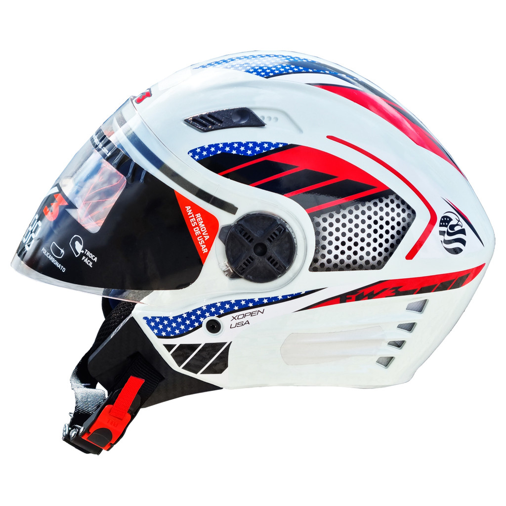 Capacete Fw3 X Open Países Branco Usa Tamanhos 56 58 60 em Oferta na Shopee