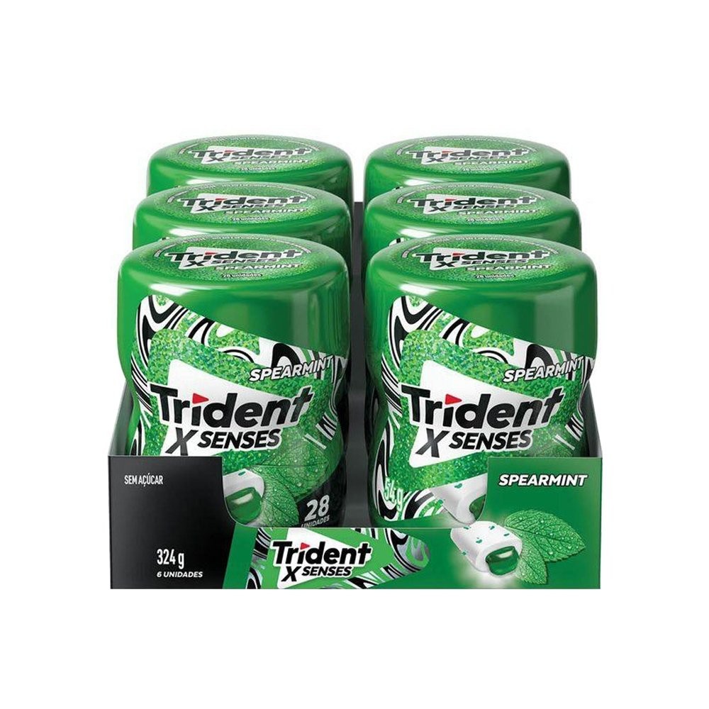 Chiclete Trident XSenses Spearmint sem açúcar Menta Garrafa - Caixa com 6 Unidades em Oferta na Shopee