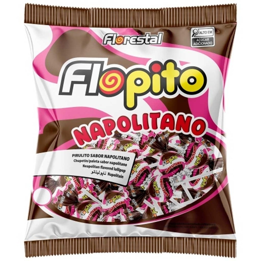 Pirulito Flopito Sabor Napolitano 500g - Florestal