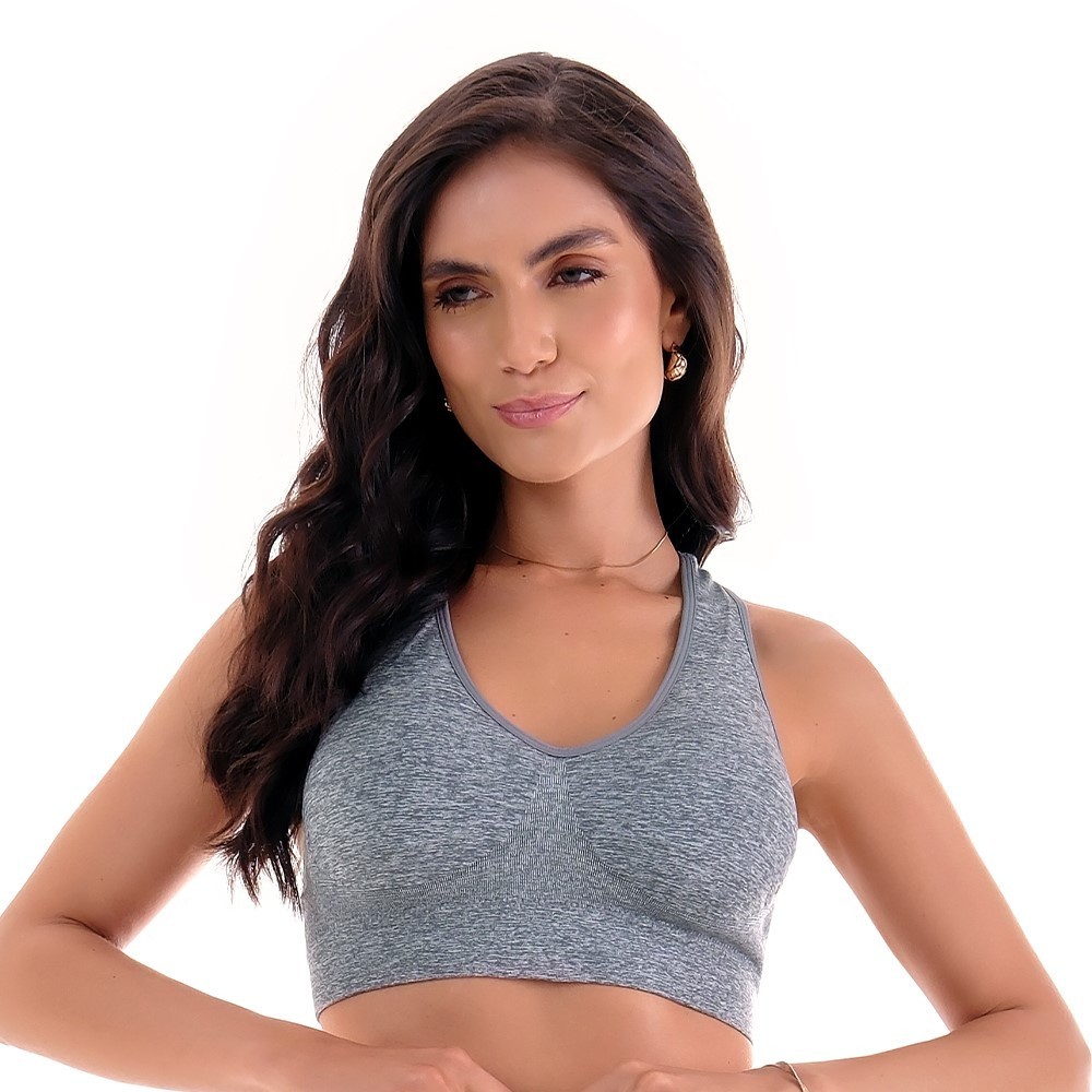 Sutiã Top Nadador Alça Larga com Bojo Removível sem costura Mescla em Oferta na Shopee