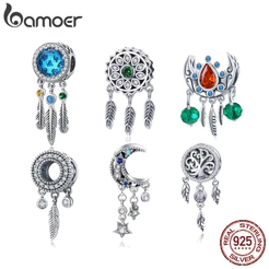 Bamoer 925 Sterling Silver Charms Delicate Dreamcatcher Pendant Acessórios De Moda Presente De Aniversário BSC023