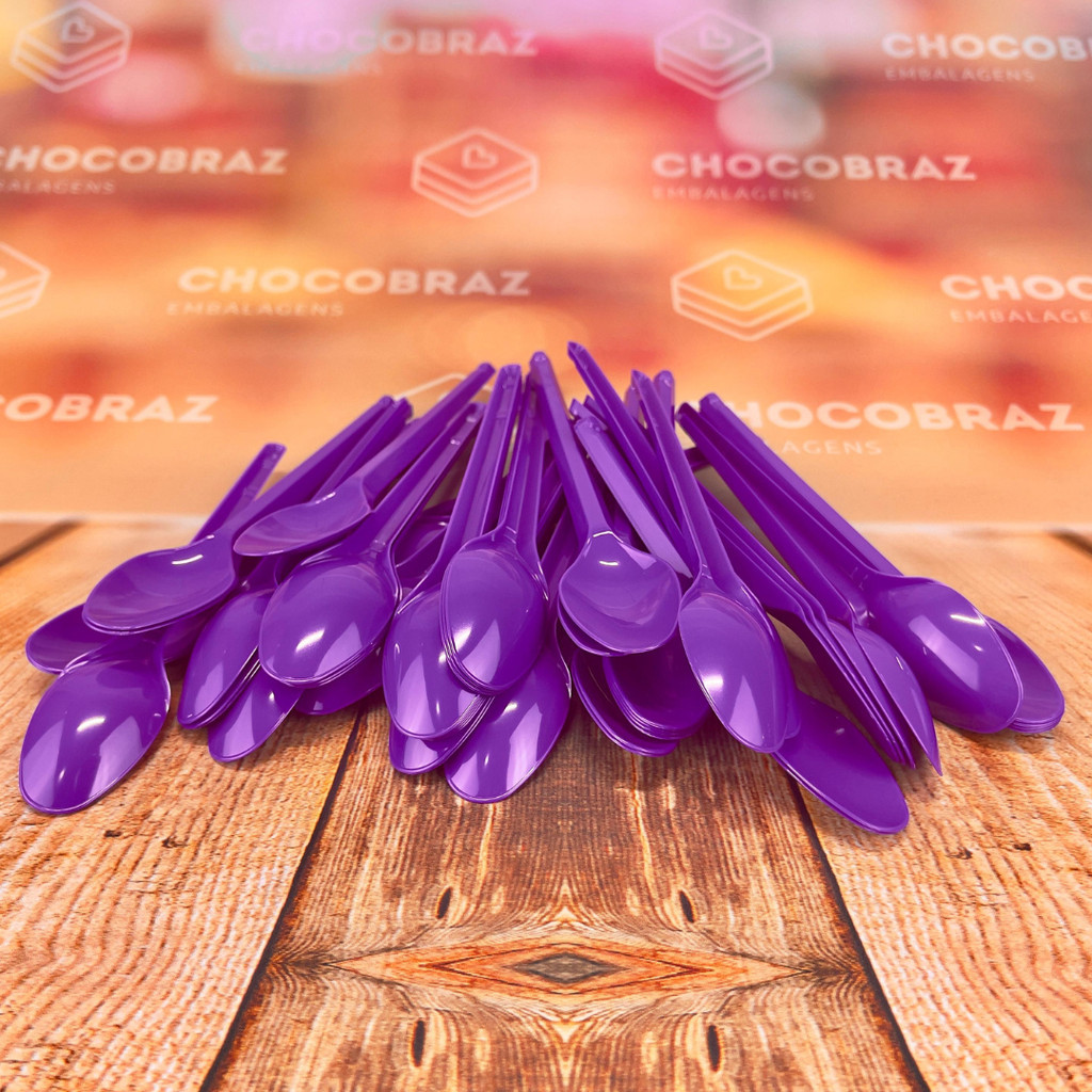 50~250 COLHER SOBREMESA PS ROXO BELLO FESTAS em Oferta na Shopee