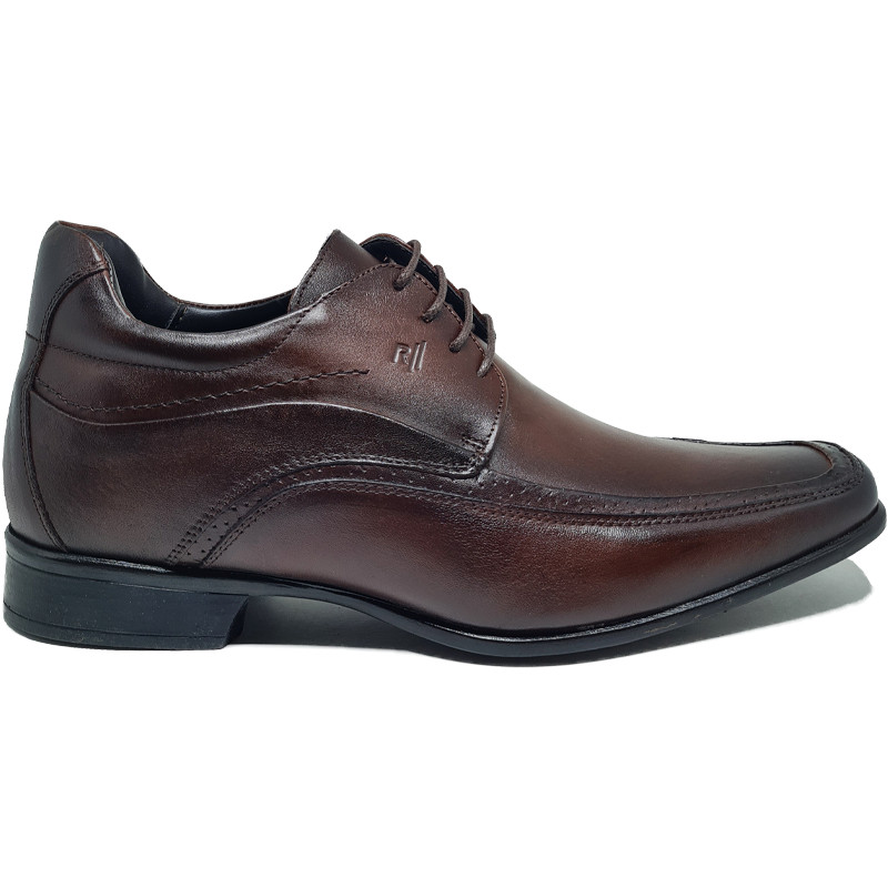 Sapato Social Rafarillo Vegas Alth Masculino Você +Alto Salto 7cm Couro Marrom Mogno Café 3206