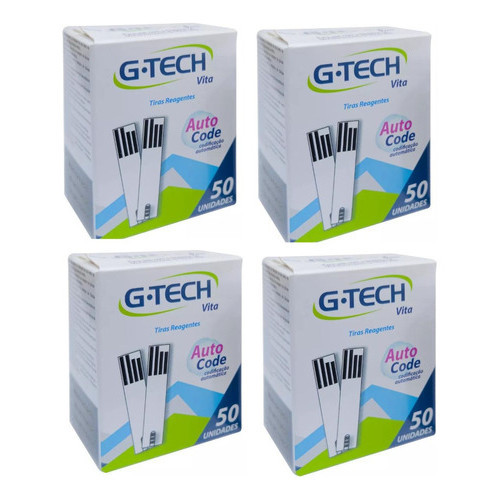 Tiras Reagentes G-tech Vita Preto Fitas Glicose 200 Unidades