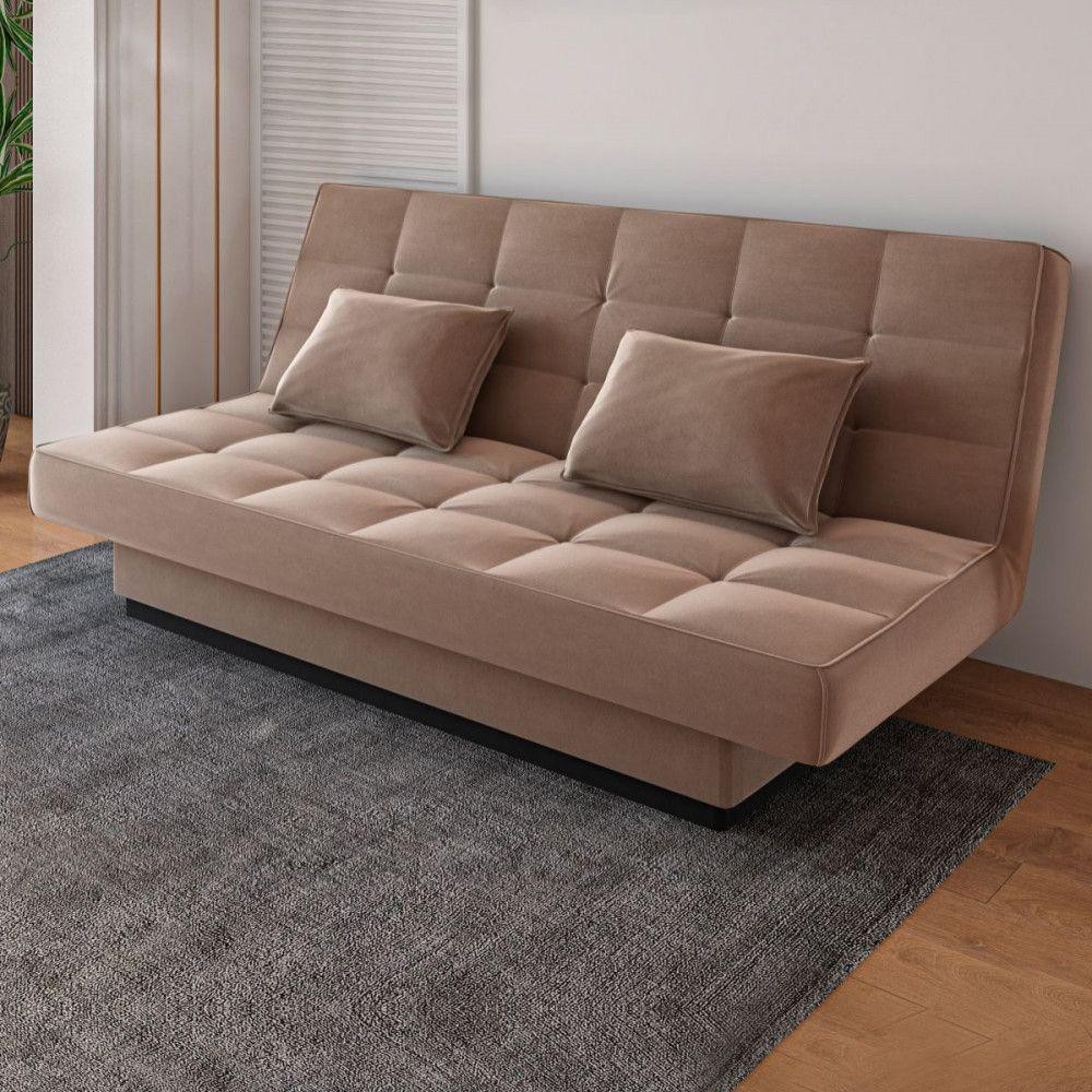Sofá Cama Andradas 3 Lugares Veludo Choco Mamflex Choco em Oferta na Shopee