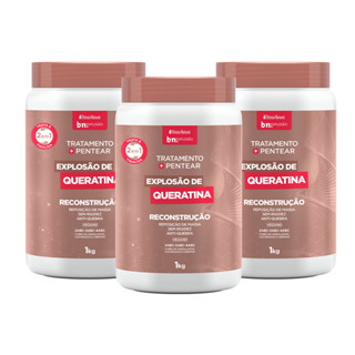 Kit 3x Tratamento e Pentear Explosão de Queratina 2 em 1 1Kg | Beleza Natural bn.Explosão em Oferta na Shopee