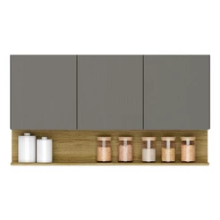 Armário Aéreo 3 Portas Nicho 120 cm Cinza Line Kits Paraná