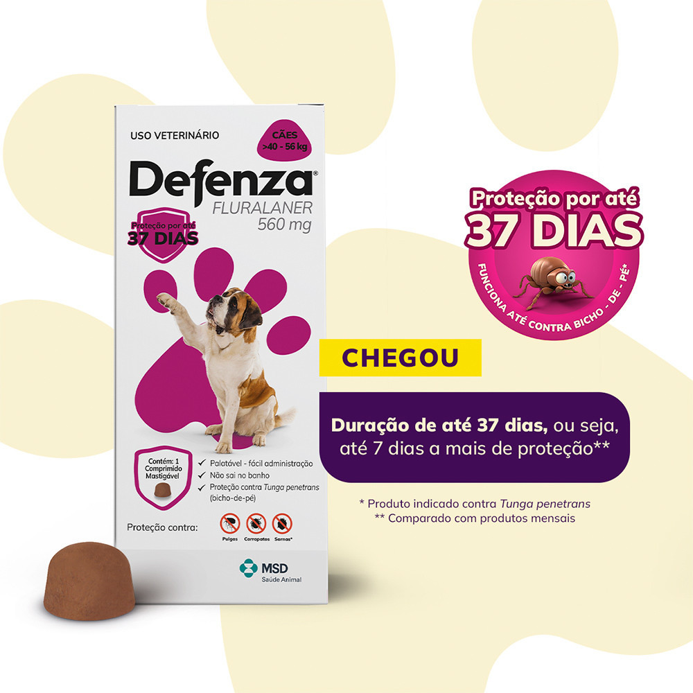 Defenza Antipulgas Carrapatos Sarnas Cães 40 a 56kg 560mg — imagem 2 de 2