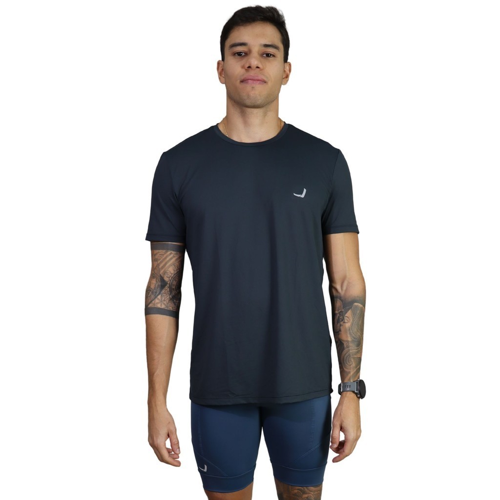 Conjunto Masculino Fitness Para Corrida Caminhada Academia Treino Indrills Chumbo E Azul Petróleo