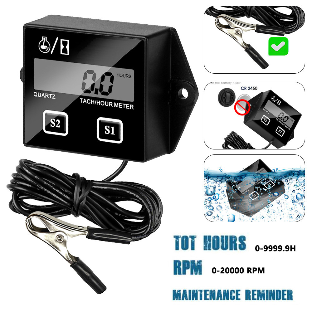 0-20000RPM Digital Tach Hora Medidor Clipe De Metal Motocicleta Tacômetro Motor A Gás RPM Display Velocidade Trabalho