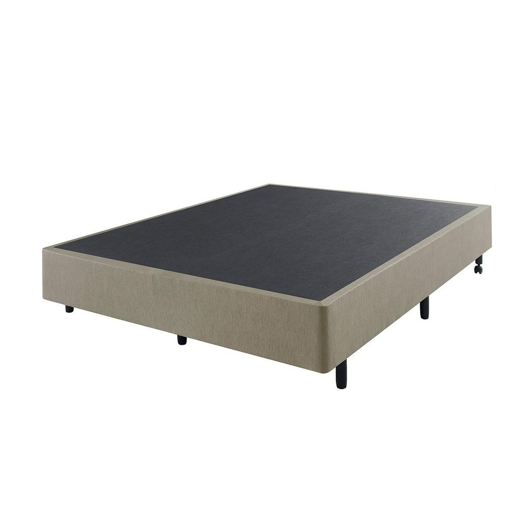 Box Casal Courino Bege 138x188 com Colchão Adapto Ecoflex