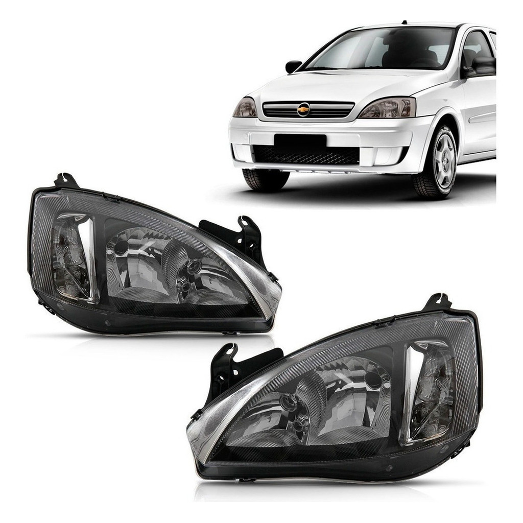 PAR FAROL CORSA MONTANA 2003 ATÉ 2007 MÁSCARA NEGRA em Oferta na Shopee