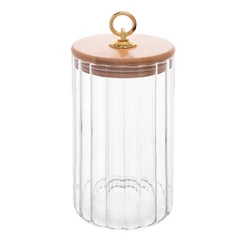 Pote Porta Mantimento Wolff Classic 800ml Vidro com Tampa de Bambu para Cozinha Organizar Alimentos e Dispensa