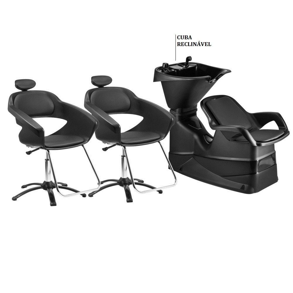 Kit Lavatório Com Cuba Reclinável Champ e 2 Cadeiras Primma Com Regulagem Salão Dompel em Oferta na Shopee