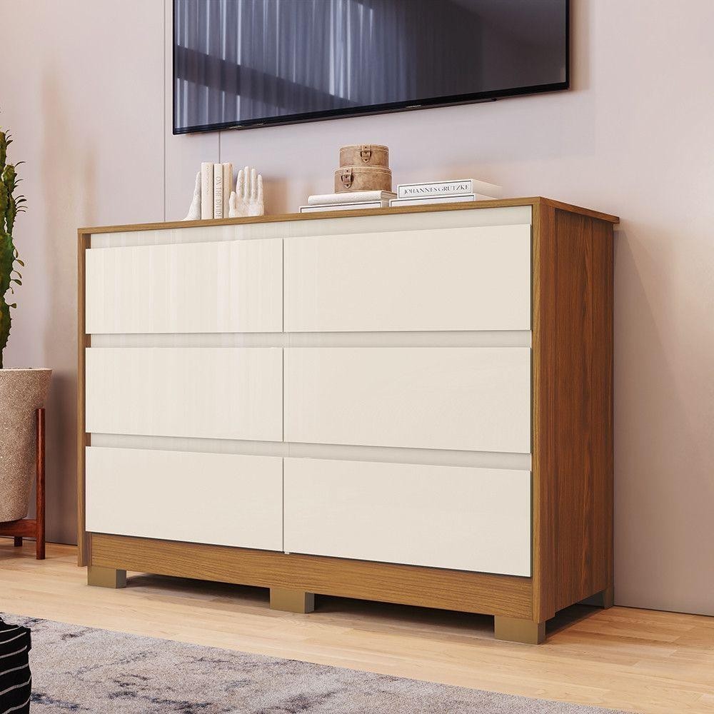 Cômoda 6 Gavetas Layla Casa 812 Nature Com Off White - Home & Living