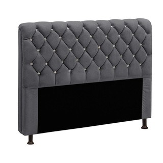 Cabeceira Fernanda 1,40 Para Cama Box Casal - Veludo Chumbo em Oferta na Shopee
