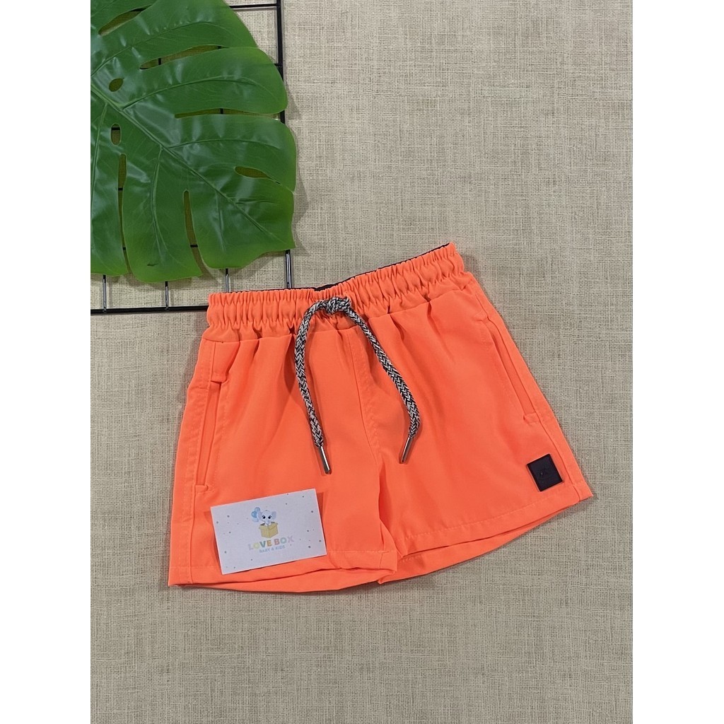 Shorts Infantil Menino Verão Up Baby Nylon Laranja Neon