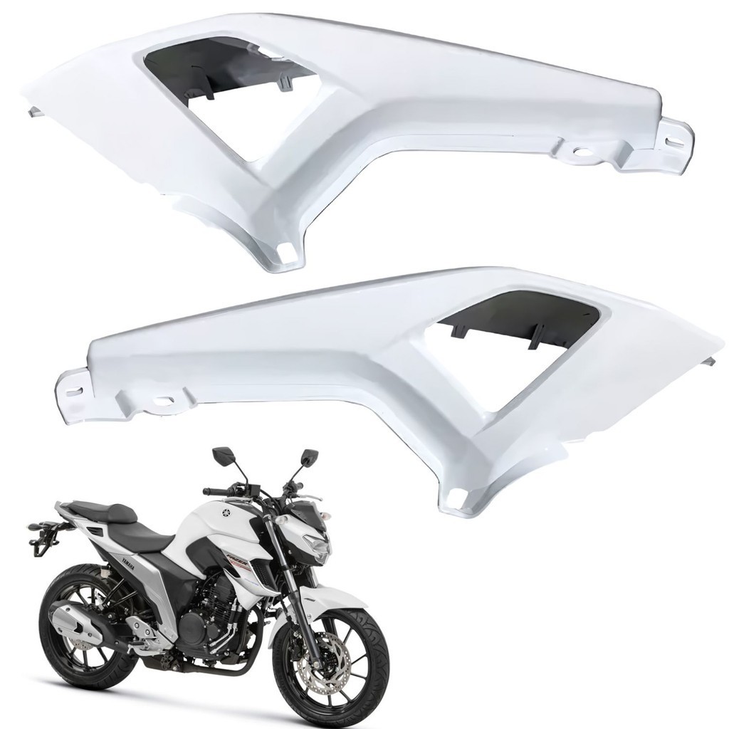 KIT PAR CARENAGEM RABETA TRASEIRA FAZER 250 FZ25 BRANCA 2018 2019 PARAMOTOS YAMAHA