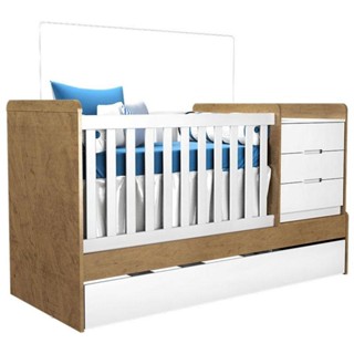 Berço Americano Multifuncional Cleo Branco Amadeirado - Carolina Móveis em Oferta na Shopee