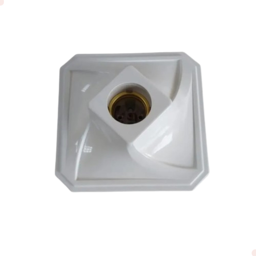 Plafonier Decorativo Plafon Branco Quadrado Porcelana E-27