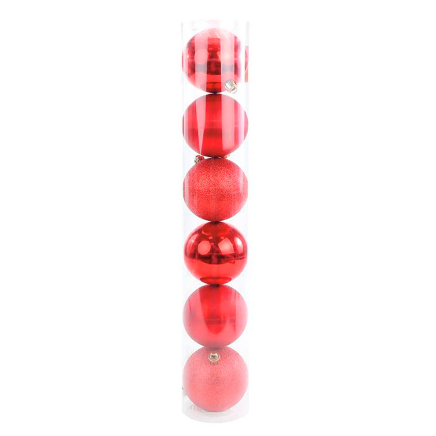 Bola de Natal em Tubo - Vermelho - 10cm - 6 unidades - Cromus - Rizzo
