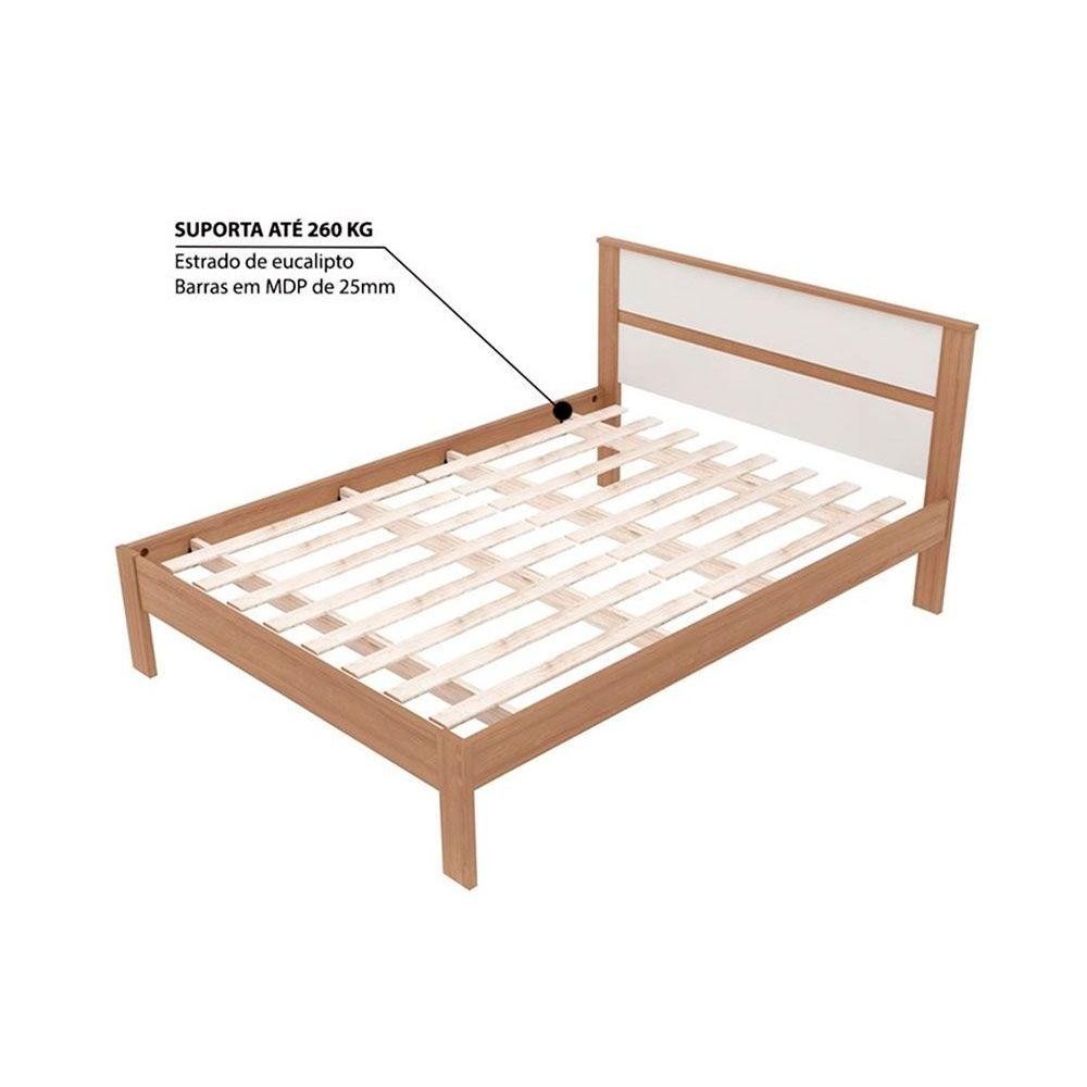 Cama de Casal CM8005 Amêndoa/Branco - Tecno Mobili