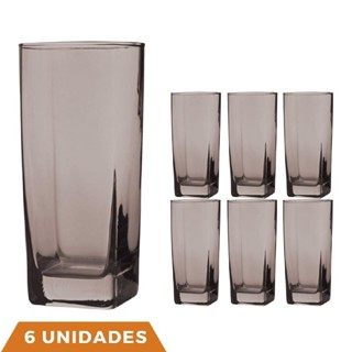 Copo de Vidro Bali Quadrado 320ml Cinza Agua Suco 6 Unidades em Oferta na Shopee