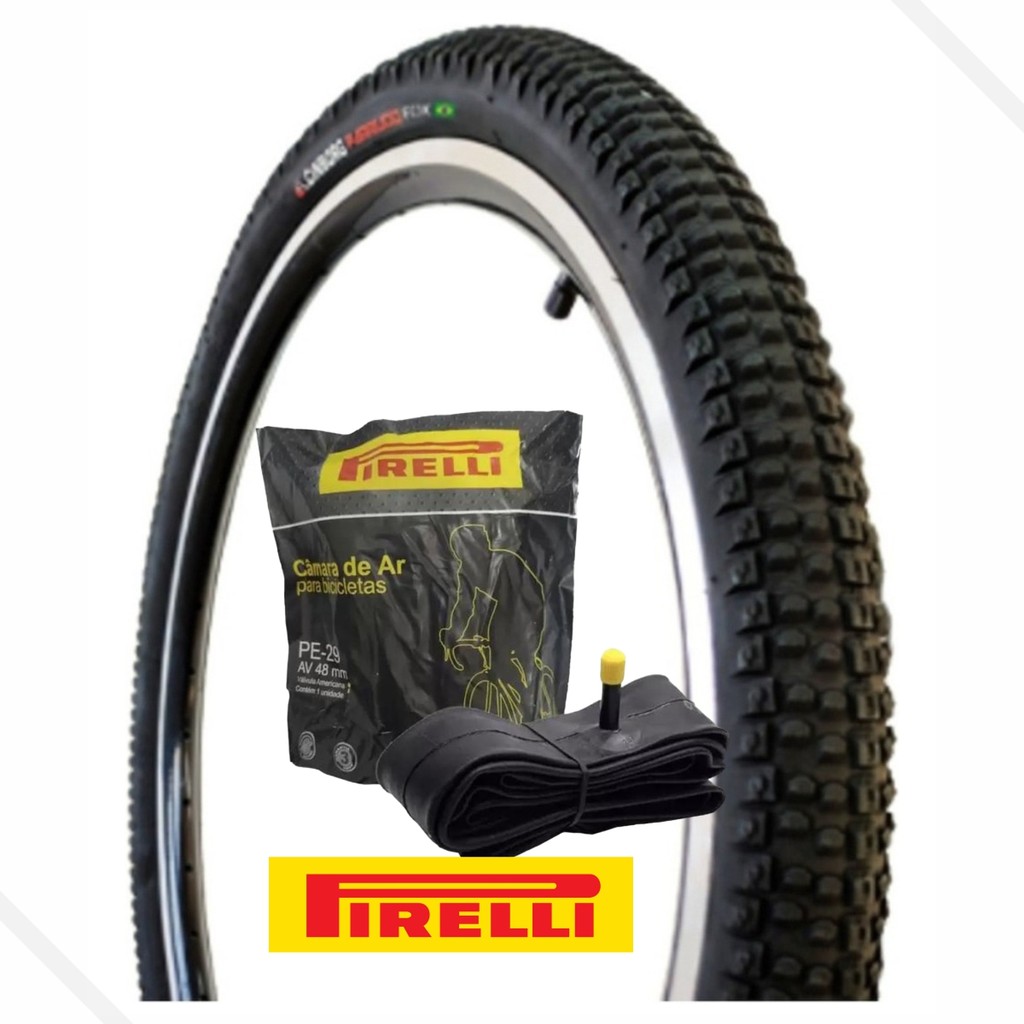 Pneu Aro 29x2.10 Bike Parrudo Fox Cinborg + 1 Camara de Ar 29 Bico Grosso Schrader Pirelli