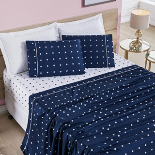 Jogo De Lençol Casal Padrão 4 Peças Petit Poá Percal 200 Fios Fronha Com Detalhe Cordão em Oferta na Shopee