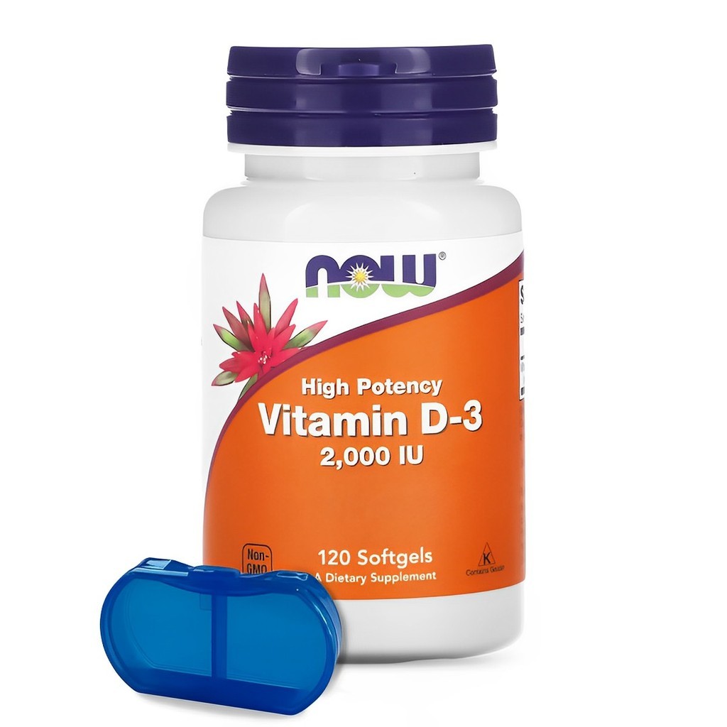 Vitamina D3 Now Foods 120 Softgels + Porta Cápsulas em Oferta na Shopee