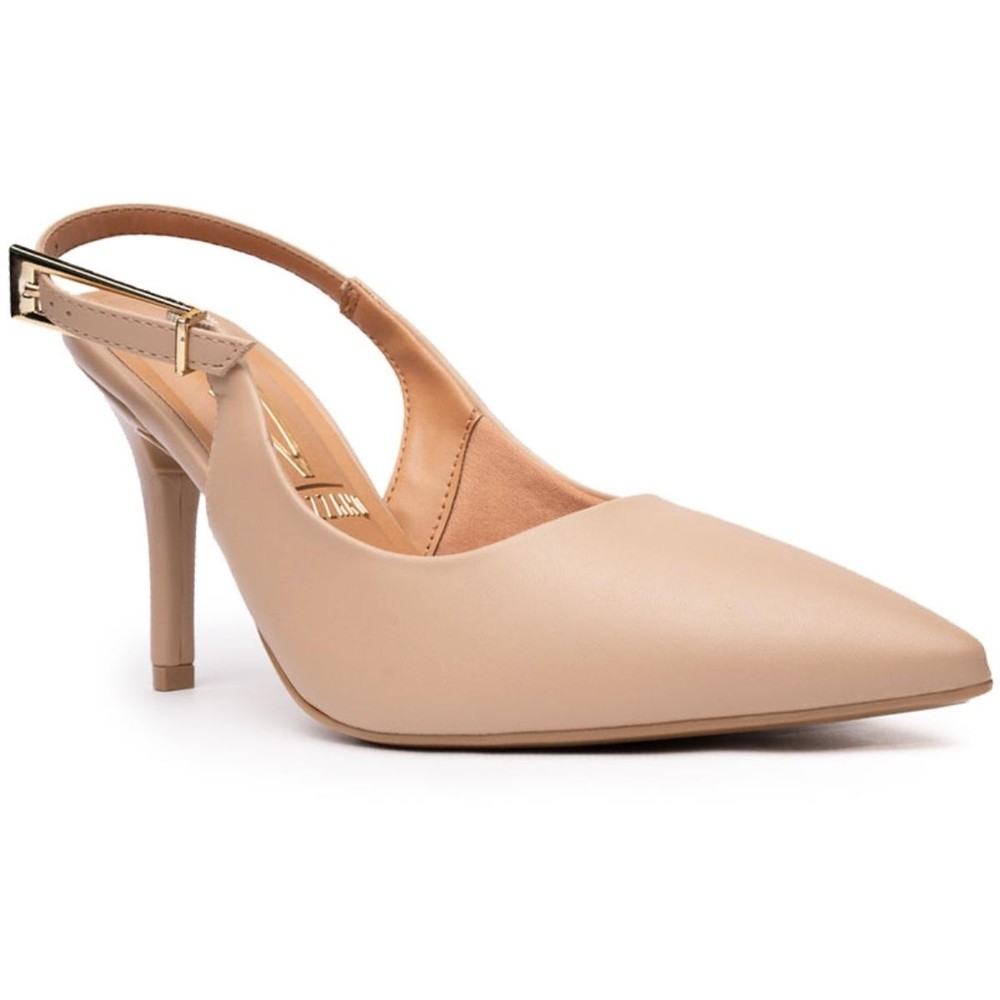 Scarpin Vizzano Salto Alto Bico Fino Pelica - Bege - Women Shoes