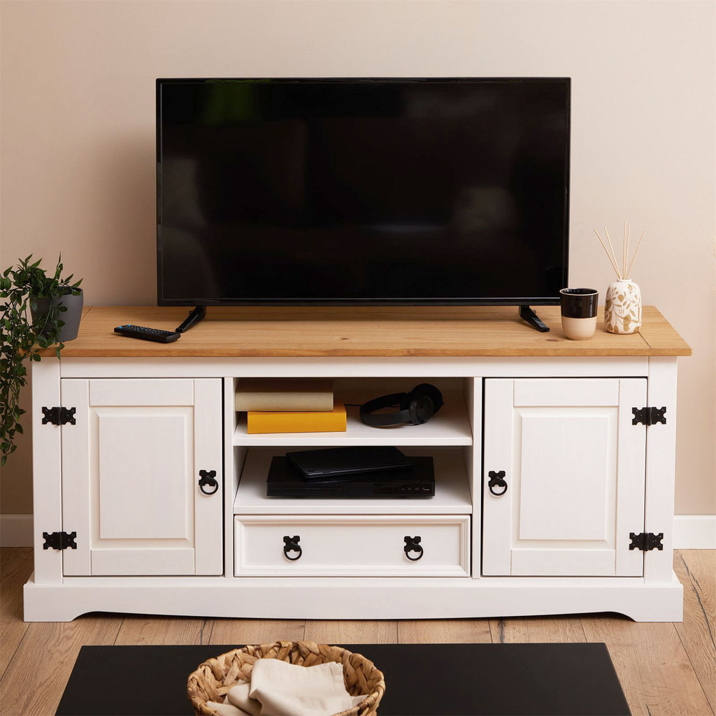 Rack TV Bancada 55 Polegadas Madeira 2 Portas 1 Gaveta Tequila - Home & Living