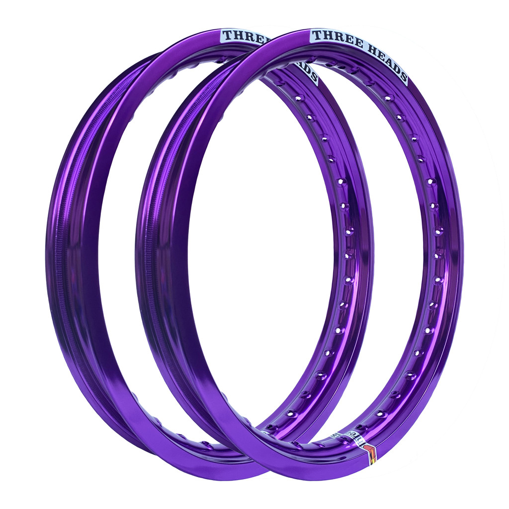 Par Aros em Alumínio Threeheads 17x215 e 17x250 Xtz 250 Lander X Motard Xtz 125 X Stx Violeta Lilás