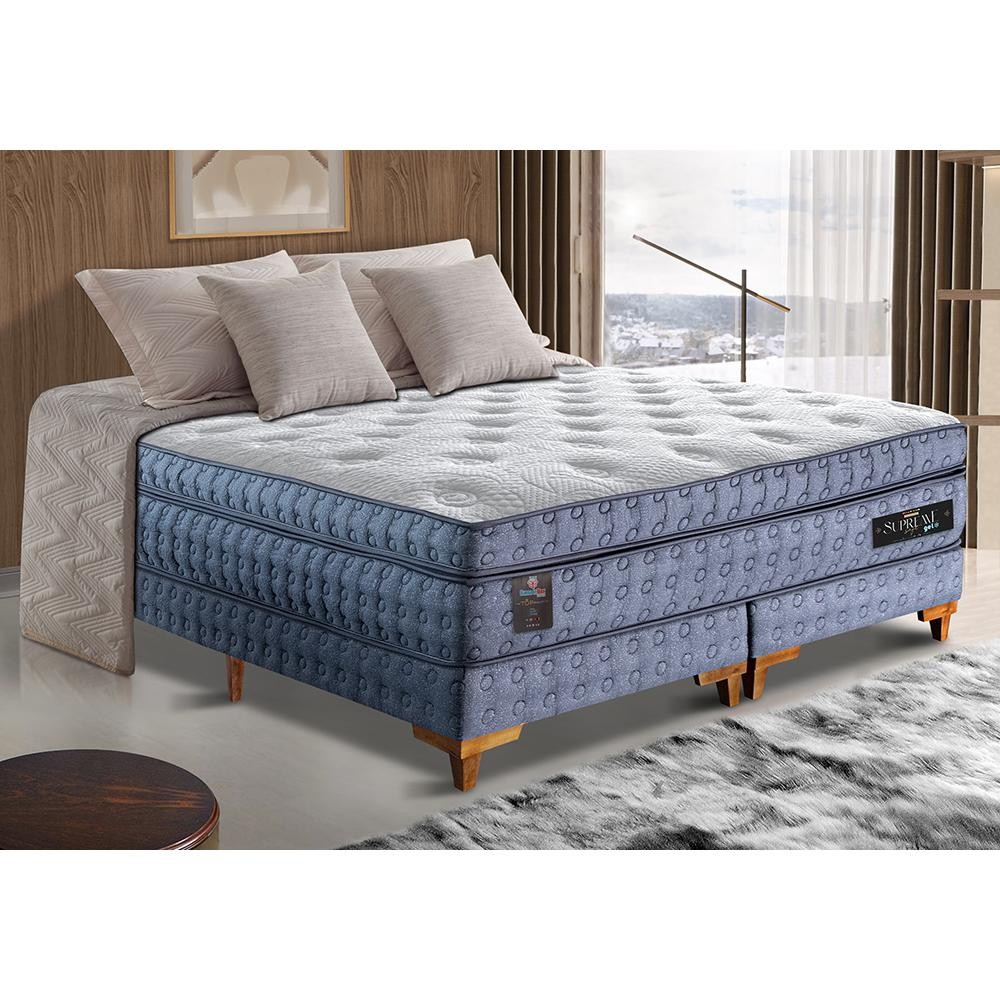 Cama Box King Colchão Euro Pillow + Box 193x203x70 Molas Ensacadas Cama inBox Supreme Confort Gel