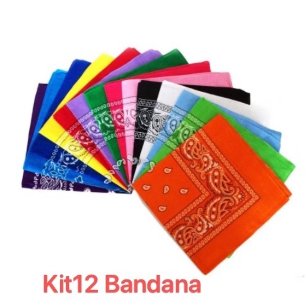 kit 12 bandana Lenço de Pescoço Estampa Paisley / Bandana Feminina 5cor e 10cor kit 12 bandana Lenço de Pescoço Estampa Paisley / Bandana Feminina 5cor e 10cor